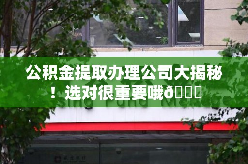 长乐公积金提取办理公司大揭秘！选对很重要哦😎